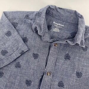 Tommy Bahama Button Up‎ Shirt Leaf Print Short Sleeve Kids XXL
